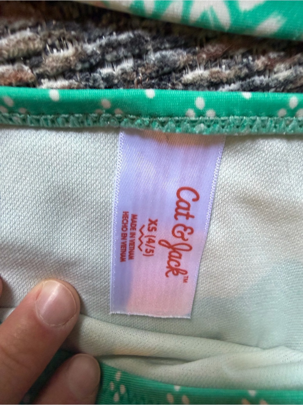 Twin girls/sisters Lot of 2 Cat & Jack Mint Green Floral Swim Top Set 4/5 - Picture 2 of 3
